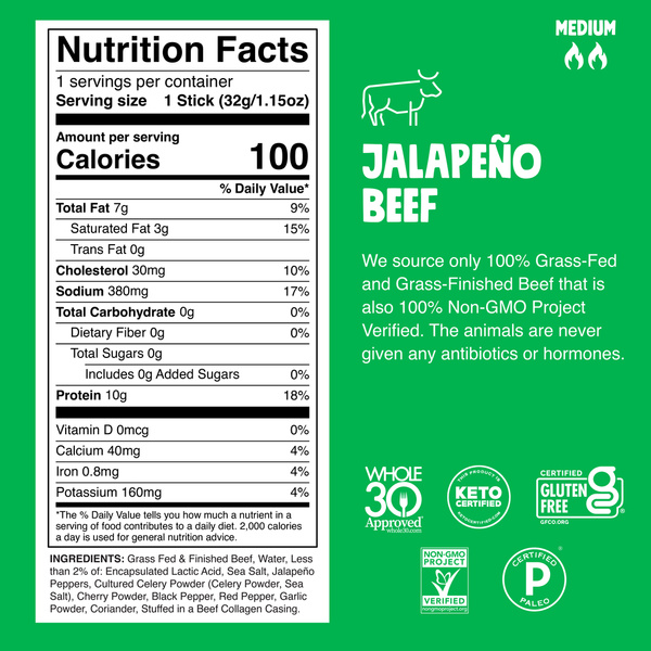 Chomps Jalapeño Beef Sticks Medium 1.15 oz