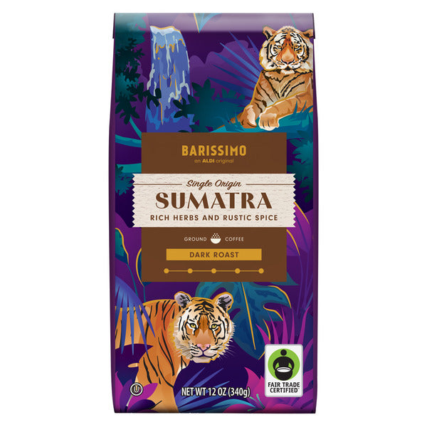 Barissimo Fair Trade Single Origin Sumatra Dark Roast Ground Coffee