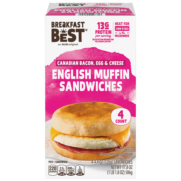 Breakfast Best Canadian Bacon, Egg & American Cheese Muffin Breakfast Sandwich
