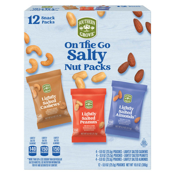 Southern Grove On The Go Salty Variety Nut Packs, 12 Snack Packs