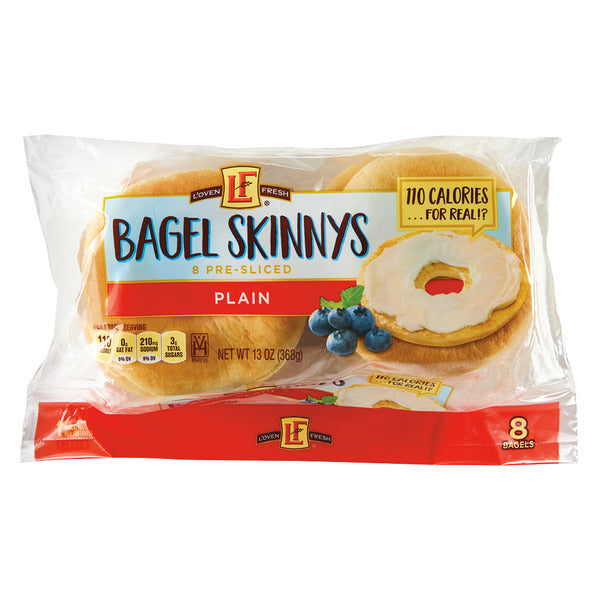 L'oven Fresh Plain Bagel Skinnys - 8 Bagels