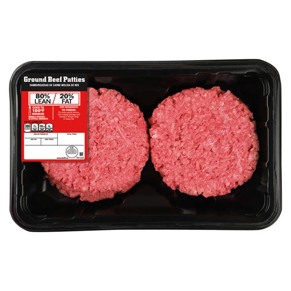 USDA 80% Lean 20% Fat Ground Beef Patties - 4 Count