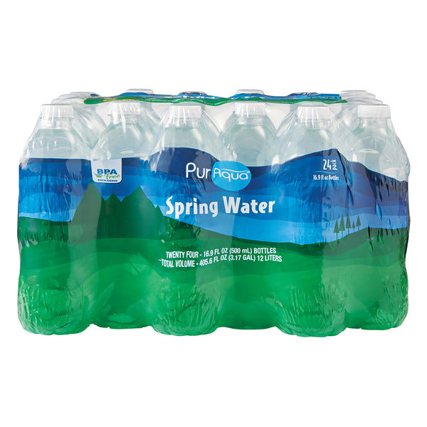 Puraqua Natural Spring Water, 24 pack