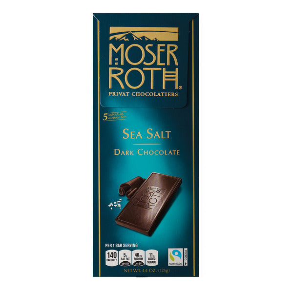 Moser Roth Sea Salt Dark Chocolate Bar, 5 count
