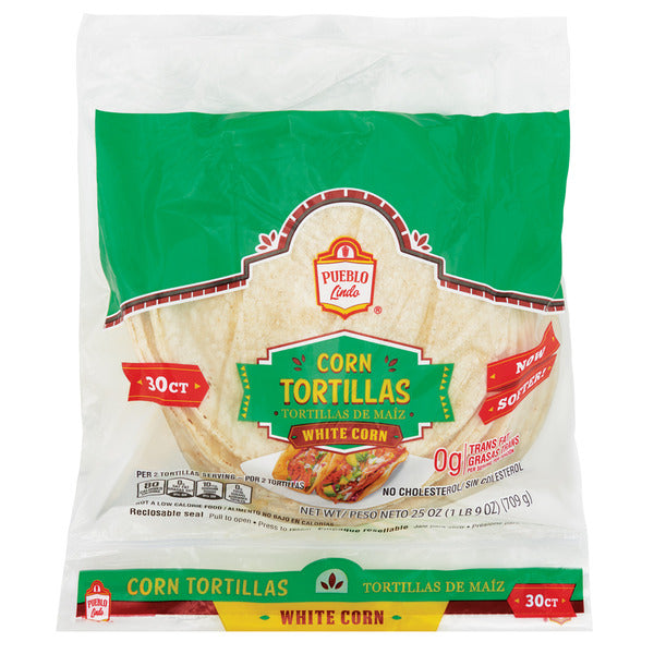 Pueblo Lindo 6" White Corn Tortillas, 30 count