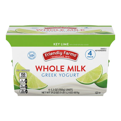 Friendly Farms Whole Milk Key Lime Greek Yogurt, 4 count