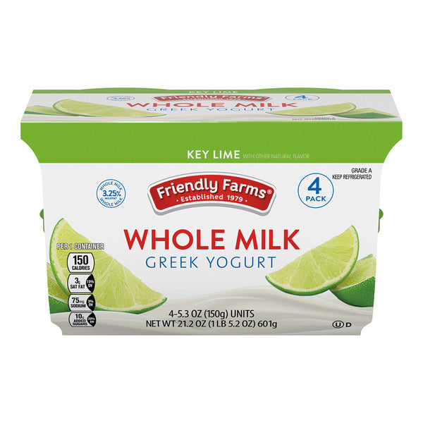 Friendly Farms Whole Milk Key Lime Greek Yogurt, 4 count