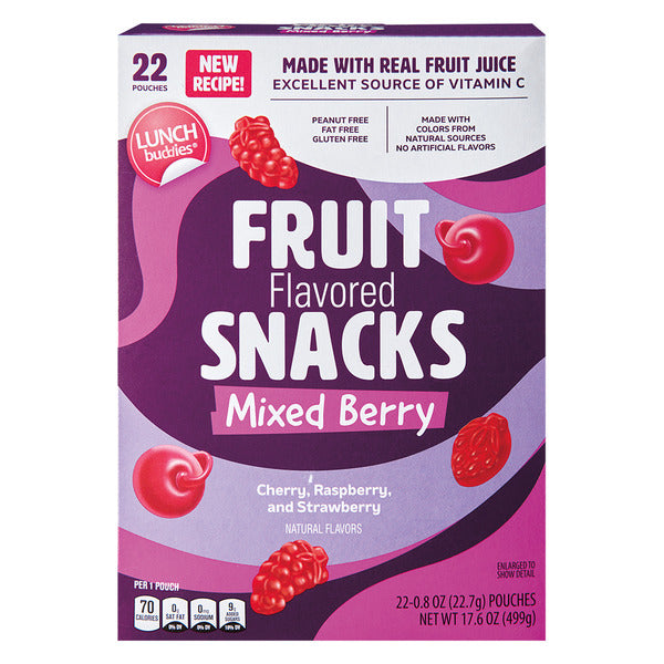 Lunch Buddies Mixed Berry Flavored Fruit Snacks, 22 count