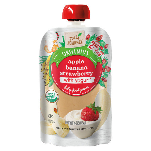 Little Journey Organic Apple Banana Strawberry with Yogurt Baby Food Puree