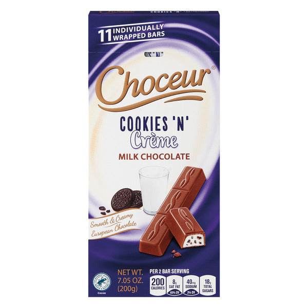 Choceur Cookies & Milk Creme Filled Chocolate Bars, 11 count