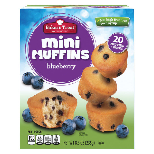Baker's Treat Blueberry Mini Muffins, 5 Packs