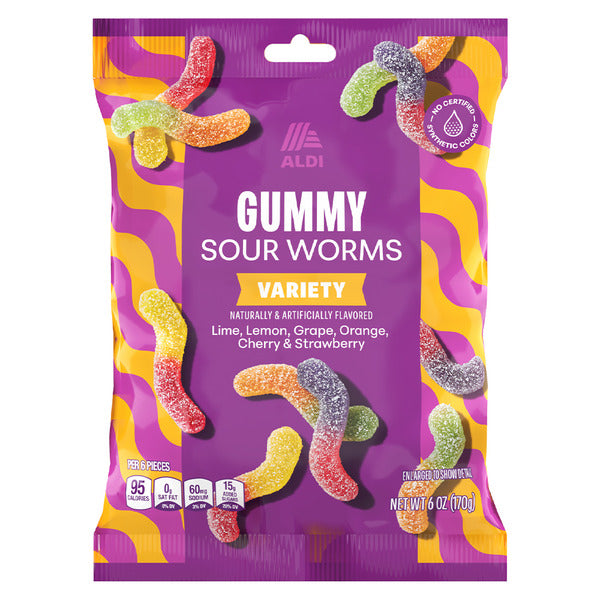 Aldi Blue Sharks or Sour Worms, Sour Worms