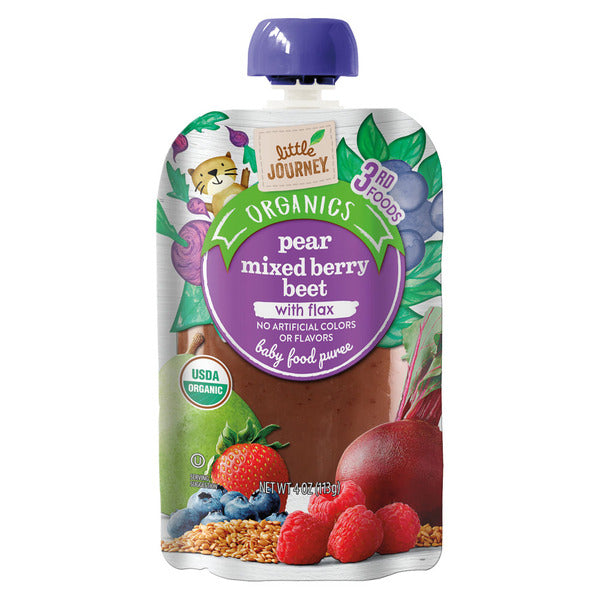Little Journey Organic Pear Mixed Berry Beet with Flax Baby Food Puree