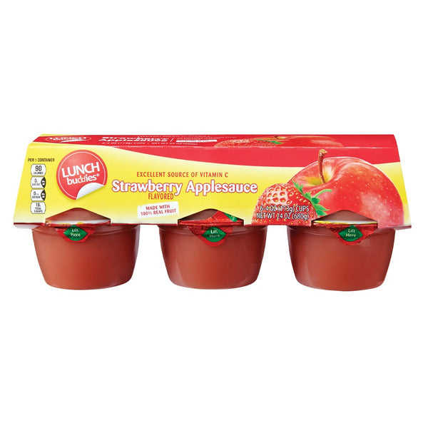 Lunch Buddies Strawberry Applesauce Cups, 6 count