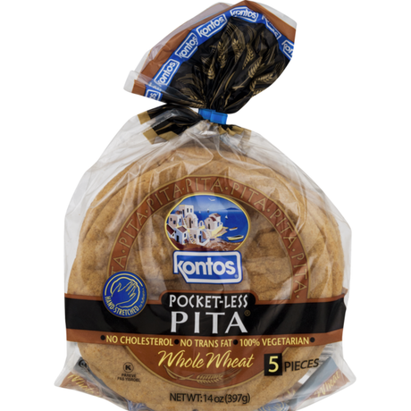 Kontos Whole Wheat Pocket-Less Pita 10 Pcs