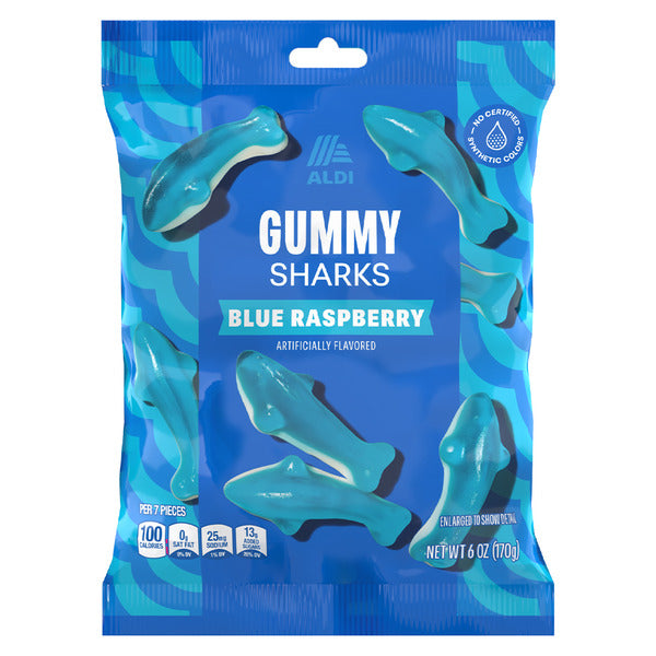 Aldi Blue Sharks or Sour Worms, Blue Sharks