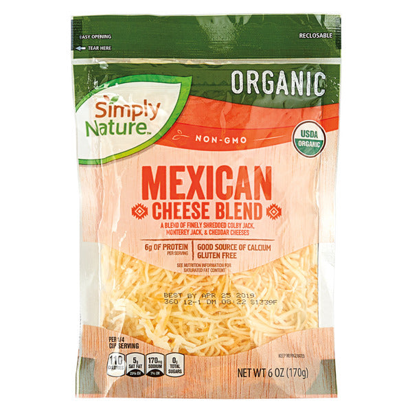 Simply Nature Shredded Organic Mexican Cheese