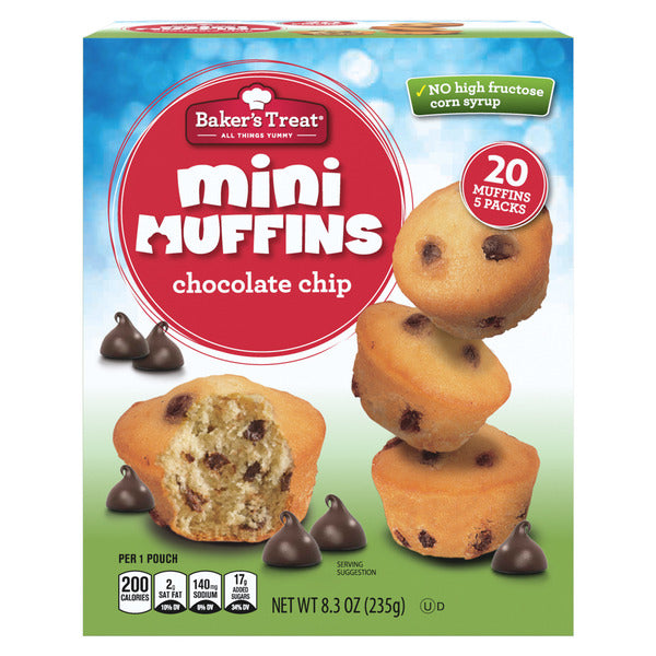 Baker's Treat Chocolate Chip Mini Muffins - 5 Packs