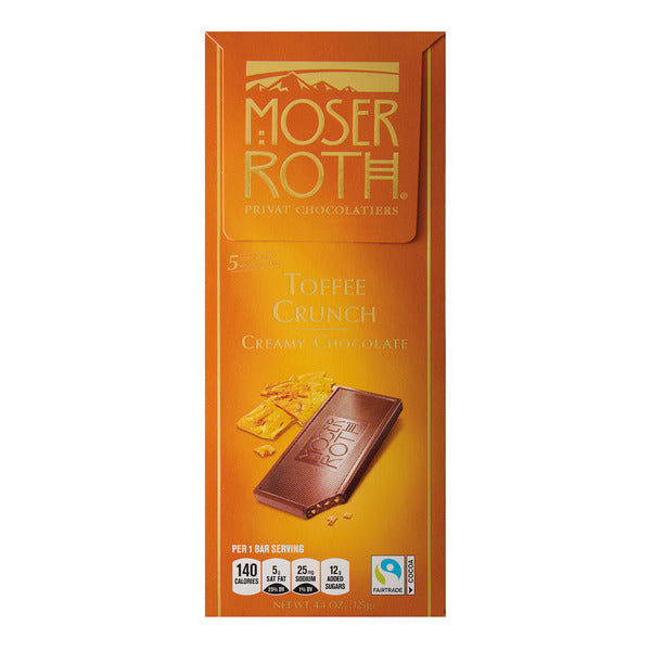 Moser Roth Toffee Crunch Creamy Chocolate Bar, 5 count