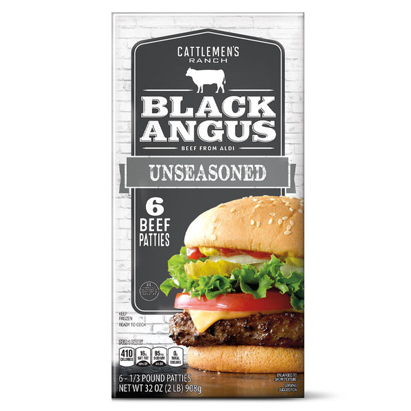 Cattlemen's Ranch Unseasoned Black Angus Beef Patties, 6 Pack
