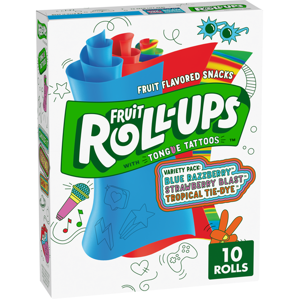 Betty Crocker Tongue Tattoos Fruit Roll-Ups Variety Pack, 10 count