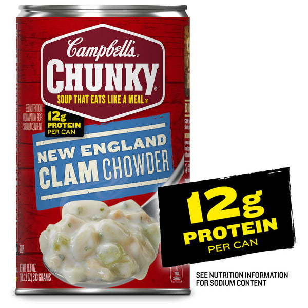 Campbell's Chunky New England Clam Chowder Soup, 18.8 oz Can