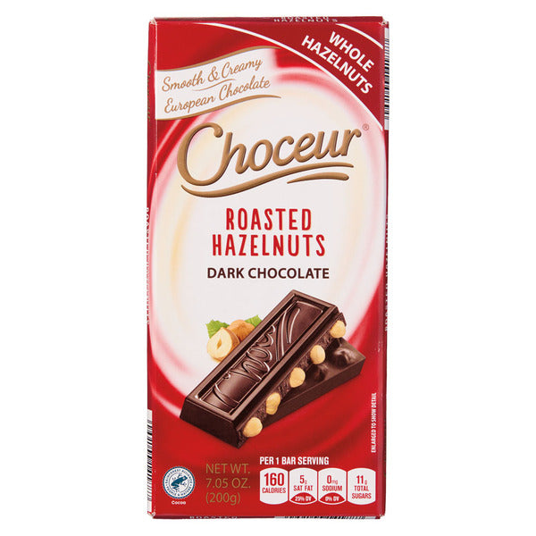 Choceur European Dark Chocolate Bar with Whole Roasted Hazelnuts