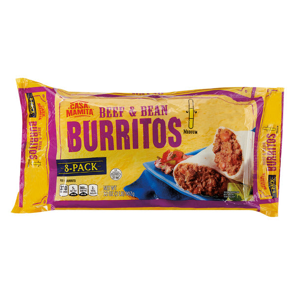 Casa Mamita Beef and Bean Burritos, 8 count