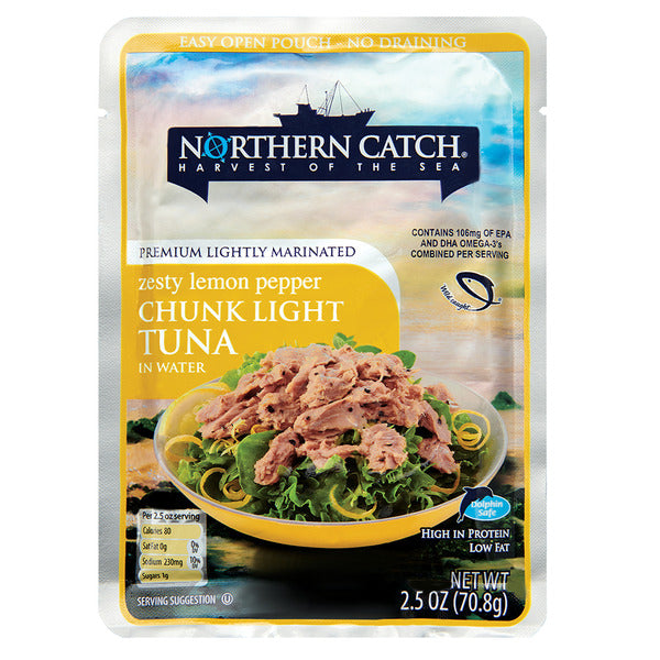 Northern Catch Zesty Lemon Pepper Chunk Light Tuna in Water Pouch