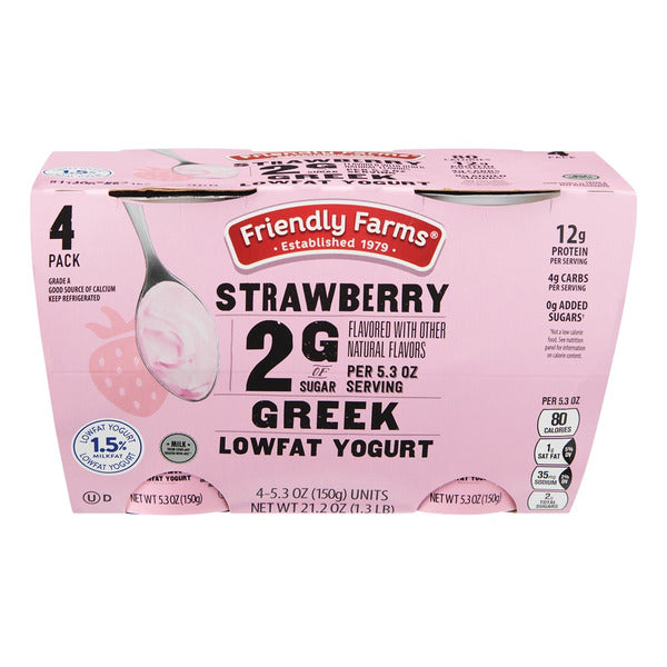 Friendly Farms Low Sugar Strawberry Greek Yogurt 4 pk