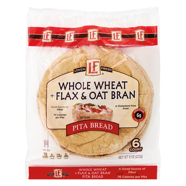 L'oven Fresh Whole Wheat with Flax & Oat Bran Pita Bread