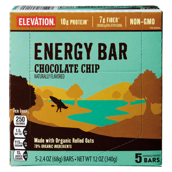 Elevation Chocolate Chip Flavored Energy Bars, 5 count