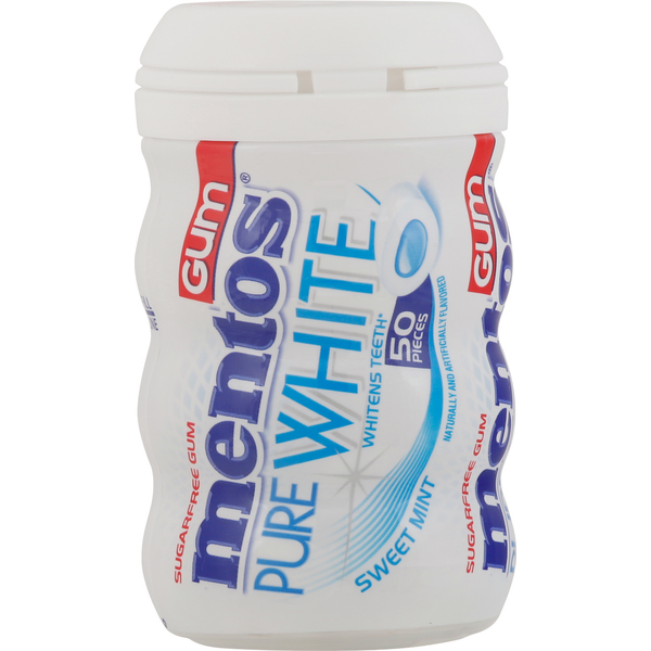 Mentos Pure White Sugarfree Gum Sweet Mint, 50 Pieces