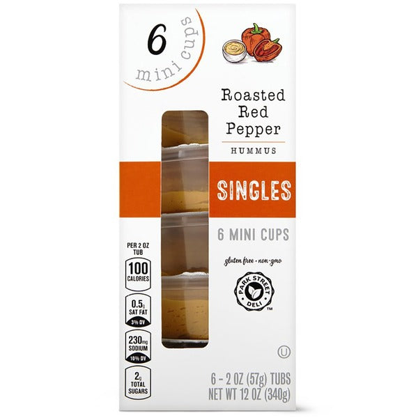 Park Street Deli Red Pepper Hummus Single Serve Mini Cups, 6 count
