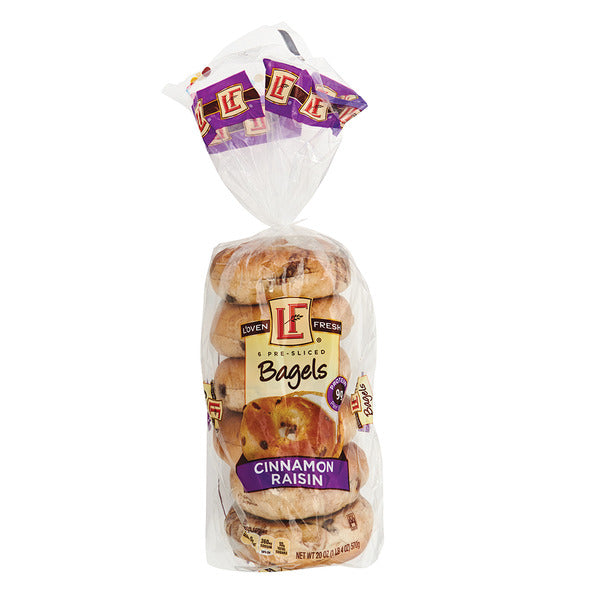 L'oven Fresh Cinnamon Raisin Pre-Sliced Bagels - 6 Count