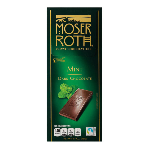 Moser Roth Mint Dark Chocolate Bar, 5 count