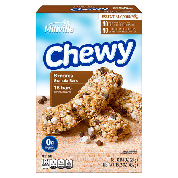 Millville Smores Chewy Granola Bars, 18 count