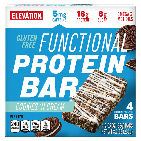 Elevation Cookies 'N Cream Protein Bar, 4 count
