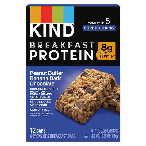 Kind Penaut Butter Banana Dark Chocolate Breakfast Protein Bars, 12 count