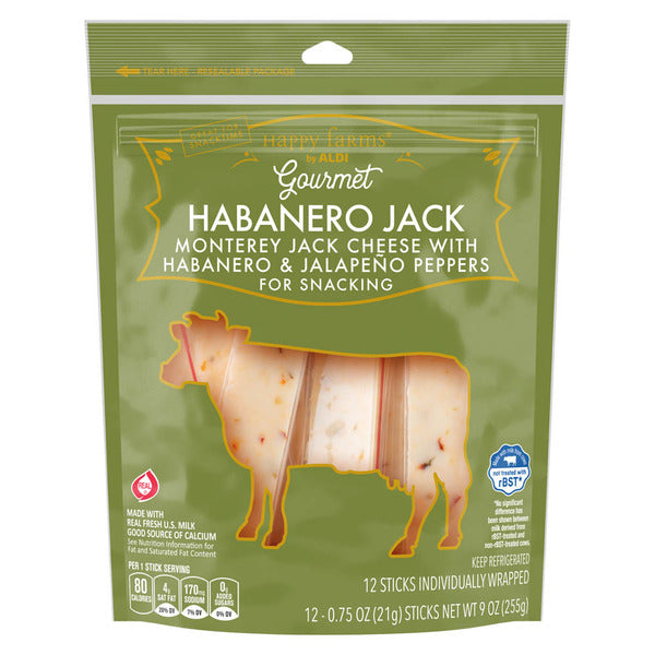 Happy Farms Habanero Jack Cheese Snack Sticks, 12 count