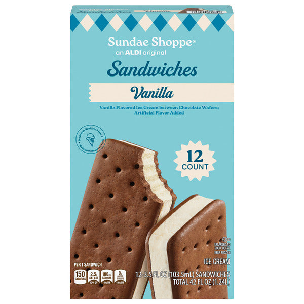 Sundae Shoppe Vanilla Ice Cream Sandwiches, 12 count
