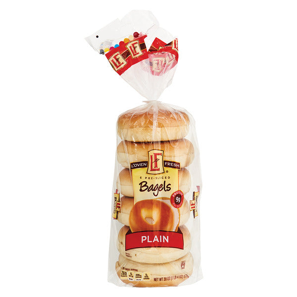L'oven Fresh Plain Pre-Sliced Bagels - 6 Count