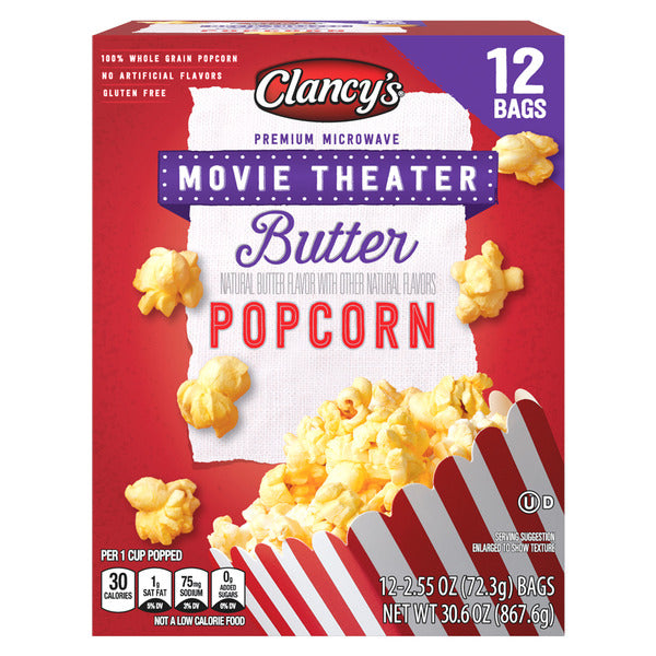 Clancy's Movie Theater Butter Microwave Popcorn, 12 count
