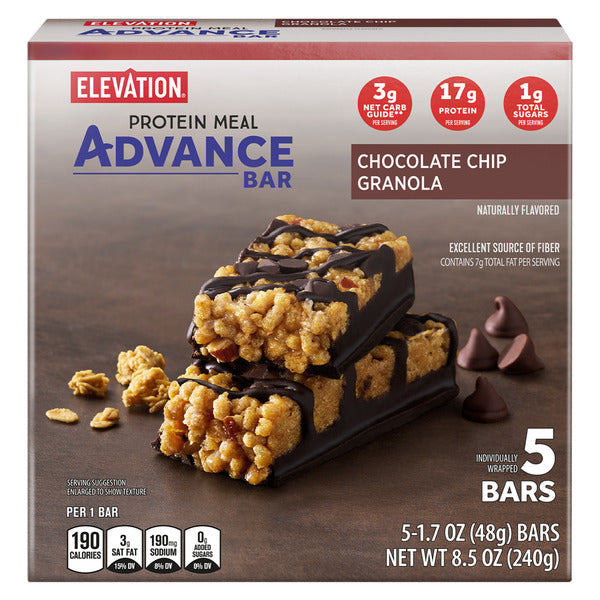 Elevation Chocolate Chip Granola Advance Meal Bars, 5 count