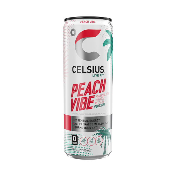 Celsius Peach Vibe White Peach Sparkling Energy Drink