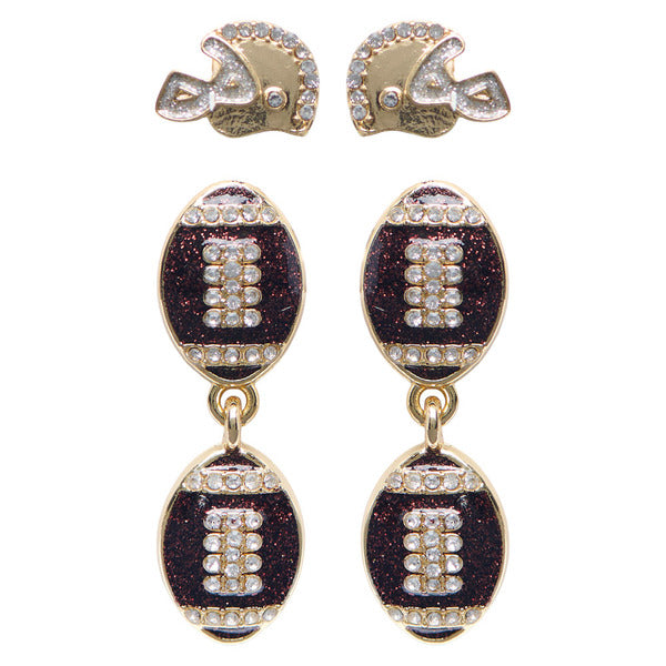 Serra Game Day Accessor, Football, 2pk Earring