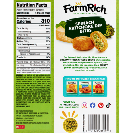 Branded FarmRich Spinach Artichoke Dip Bites