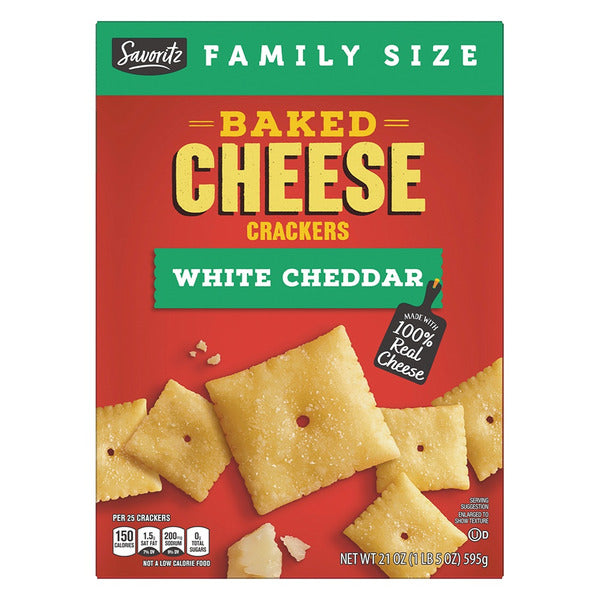 Savoritz Family Size White Cheddar Baked Cheese Crackers