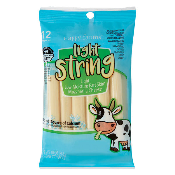 Happy Farms Light Mozzarella String Cheese, 12 count
