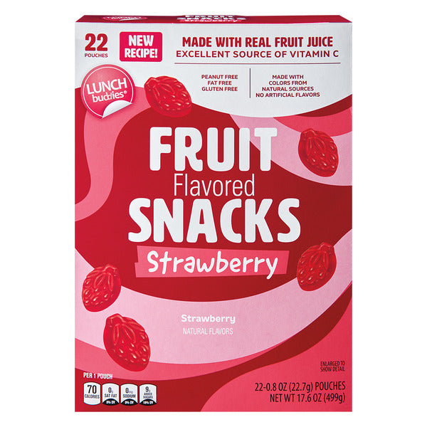 Lunch Buddies Strawberry Flavored Fruit Snacks, 22 count